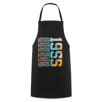 LIMITED EDITION 1955 71 YEARS 71ST BIRTHDAY - Cooking Apron - black - Front - AI Model Male 185 dark (185cm)