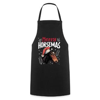 Merry Horsemas Lustiges Pferd Weihnachtsmotiv - Kochschürze - Schwarz - Vorne - AI Model Male 185 dark (185cm)