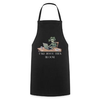 S’enraciner, puis s’épanouir - Tablier de cuisine - noir - Devant - AI Model Male 185 dark (185cm)