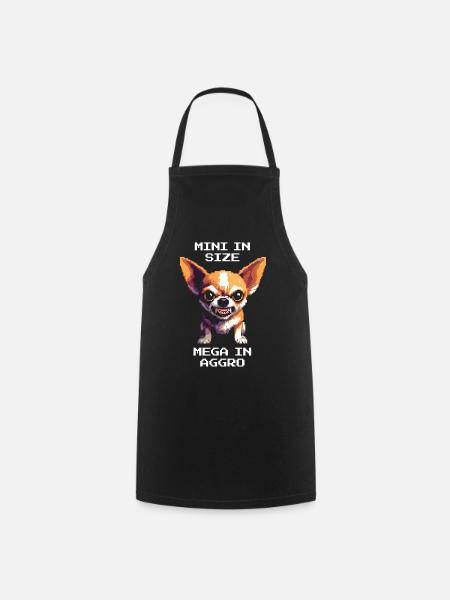 Miniklein, mega Aggro | Chihuahua - Kochschürze - Schwarz
