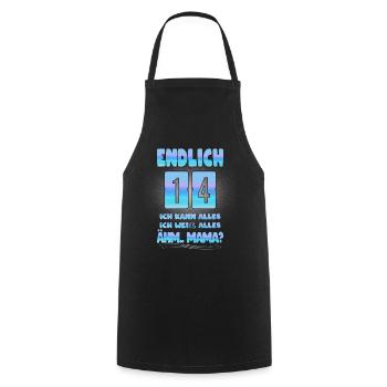 14e anniversaire, cadeau d'anniversaire pour 14 ans - Tablier de cuisine - noir - Devant - AI Model Male 185 dark (185cm)