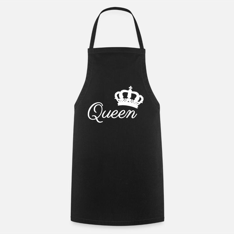 Elegant Queen Crown Typography Design - Cooking Apron - black