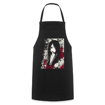 Horreur manga fille en kimono aux yeux rouges - Tablier de cuisine - noir - Devant - AI Model Male 185 dark (185cm)