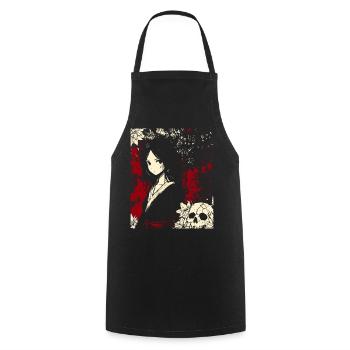Illustration d'une fille démoniaque effrayante en kimono - Tablier de cuisine - noir - Devant - AI Model Male 185 dark (185cm)