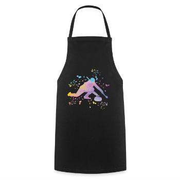 Curler Winter Sports Curling - Cooking Apron - black - Front - AI Model Male 185 dark (185cm)