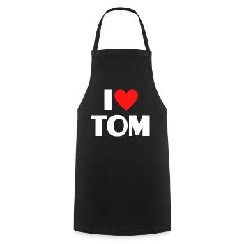 J'aime Tom Red Heart, fan du nom romantique - Tablier de cuisine - noir - Devant - AI Model Male 185 dark (185cm)