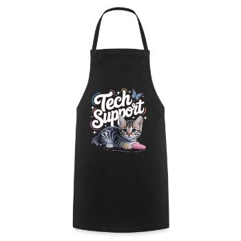 Funny Tech Support Cute Cat Ironic IT - Cooking Apron - black - Front - AI Model Male 185 dark (185cm)