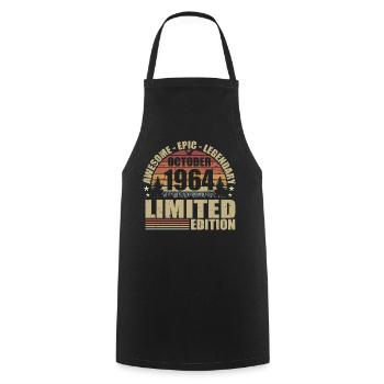 61st Retro Anniversary October 1964 - October 1964 - Cooking Apron - black - Front - AI Model Male 185 dark (185cm)