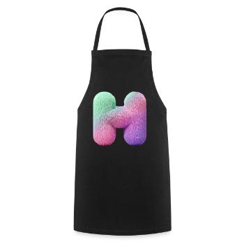 Letter H in pastel fur look and color gradient - Cooking Apron - black - Front - AI Model Male 185 dark (185cm)