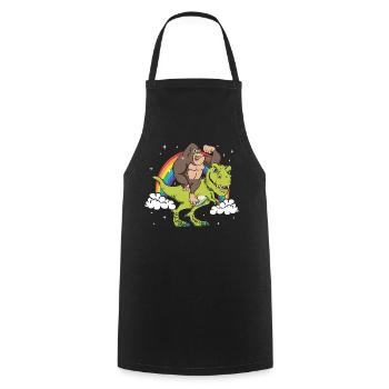 Tyrannosaure T-Rex Dinosaure Singe Gorille Arc-en-ciel - Tablier de cuisine - noir - Devant - AI Model Male 185 dark (185cm)