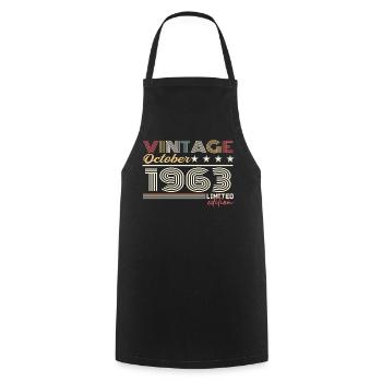 October 1963 Retro Anniversary 1963 October 1963 - Cooking Apron - black - Front - AI Model Male 185 dark (185cm)