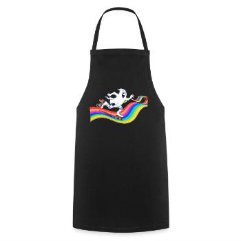 Ghost roller skating on rainbow rink - Cooking Apron - black - Front - AI Model Male 185 dark (185cm)