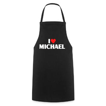 I love Michael Red Heart Romantic Name Fan - Cooking Apron - black - Front - AI Model Male 185 dark (185cm)
