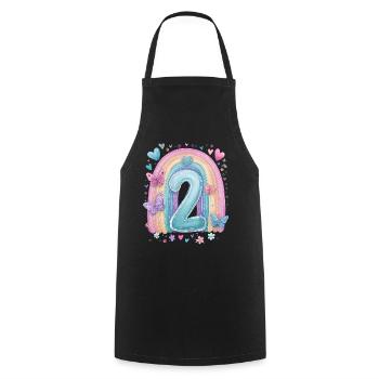 Pastel Rainbow 2 Years Second Birthday - Cooking Apron - black - Front - AI Model Male 185 dark (185cm)