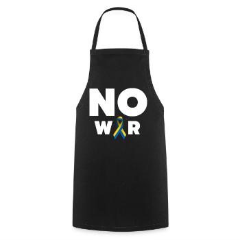 Texte « Pas de guerre » avec ruban de solidarité ukrainien - Tablier de cuisine - noir - Devant - AI Model Male 185 dark (185cm)