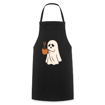 Schauriges Geist mit Kaffeetasse - Kochschürze - Schwarz - Vorne - AI Model Male 185 dark (185cm)