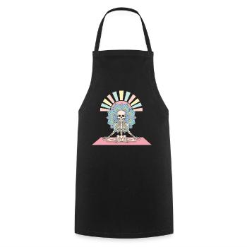 Illustration de mandala de yoga squelette - Tablier de cuisine - noir - Devant - AI Model Male 185 dark (185cm)