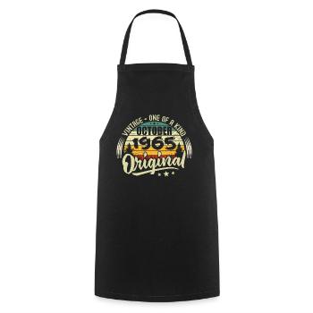 Cadeau Anniversaire Octobre 1965 - Tablier de cuisine - noir - Devant - AI Model Male 185 dark (185cm)