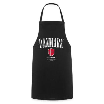 I love Denmark, originally from Denmark - Cooking Apron - black - Front - AI Model Male 185 dark (185cm)