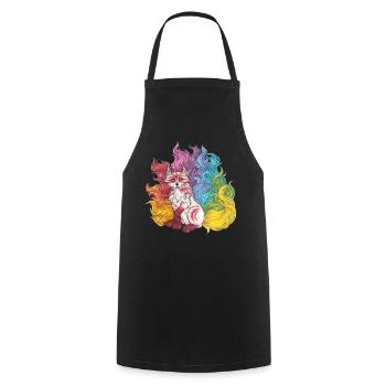 Manga Rainbow Kitsune Mythical Fox Gift - Tablier de cuisine - noir - Devant - AI Model Male 185 dark (185cm)