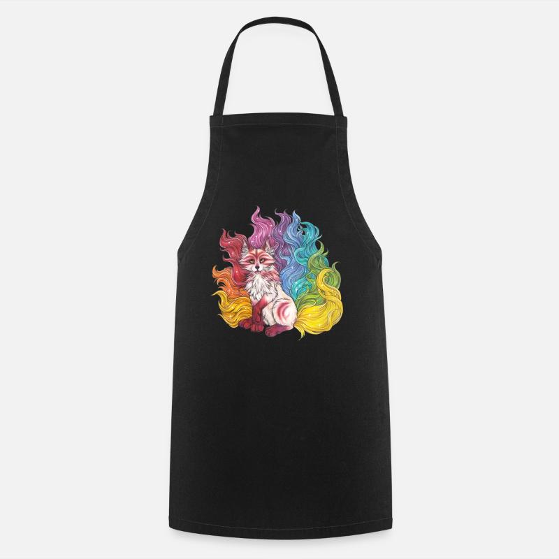 Manga Rainbow Kitsune Mythical Fox Gift - Tablier de cuisine - noir