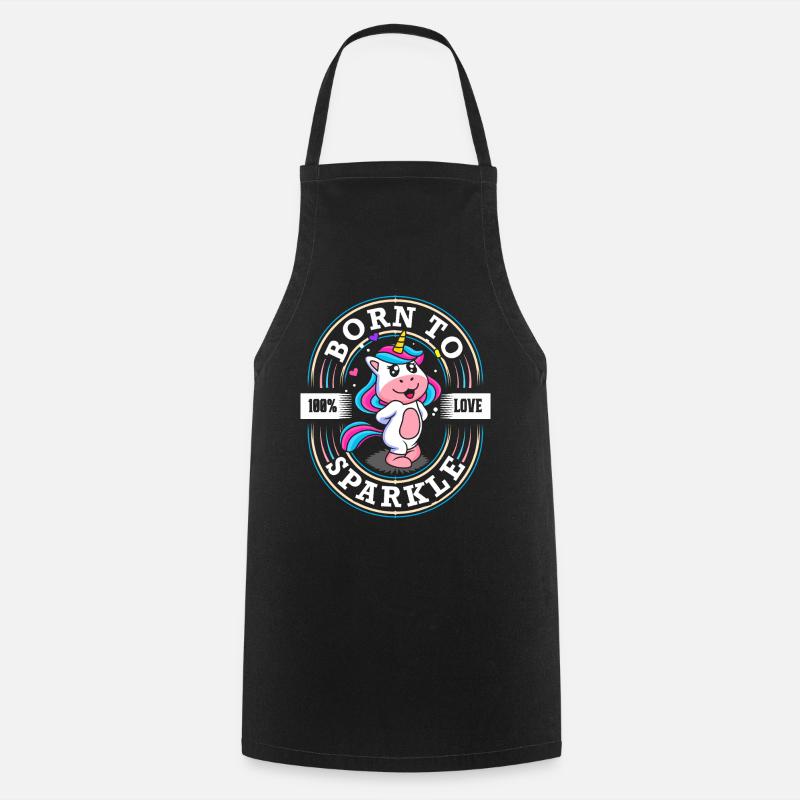 Born to Sparkle - Sweet Unicorn - Glitter - Cooking Apron - black