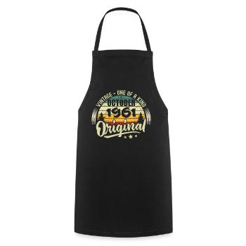 Cadeau Anniversaire Octobre 1961 - Tablier de cuisine - noir - Devant - AI Model Male 185 dark (185cm)