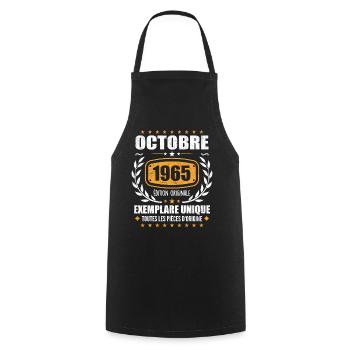 Vintage Octobre 1965, Cadeau Rétro Octobre 1965 - Tablier de cuisine - noir - Devant - AI Model Male 185 dark (185cm)