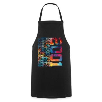LIMITED EDITION 2001 25 YEARS 25TH BIRTHDAY - Cooking Apron - black - Front - AI Model Male 185 dark (185cm)