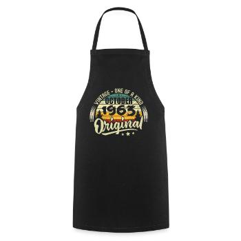 Cadeau Anniversaire Octobre 1963 - Tablier de cuisine - noir - Devant - AI Model Male 185 dark (185cm)