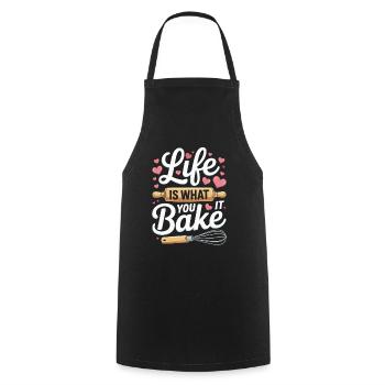  Life Is What You Bake It Backen Spruch - Kochschürze - Schwarz - Vorne - AI Model Male 185 dark (185cm)