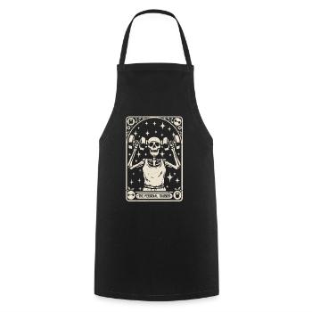 Entraîneur de fitness La carte de tarot de l'entraîneur personnel - Tablier de cuisine - noir - Devant - AI Model Male 185 dark (185cm)