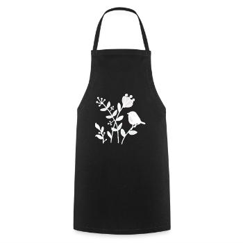 Natur_mit_Vogel_weiss - Tablier de cuisine - noir - Devant - AI Model Male 185 dark (185cm)