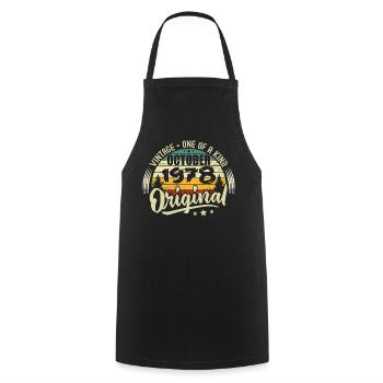 Cadeau Anniversaire Octobre 1978 - Tablier de cuisine - noir - Devant - AI Model Male 185 dark (185cm)
