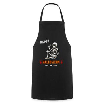Halloween SPruch mit Skelett - Kochschürze - Schwarz - Vorne - AI Model Male 185 dark (185cm)