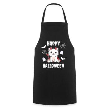 Cat Happy Halloween Devil Costume - Cooking Apron - black - Front - AI Model Male 185 dark (185cm)
