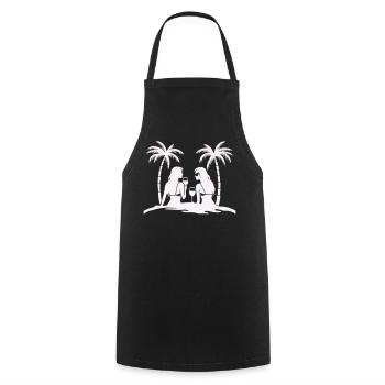 Silhouette style tropical beach night - Cooking Apron - black - Front - AI Model Male 185 dark (185cm)