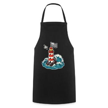 Bretagne Phare Breton Gwenn ha Du Fierté Bretonne - Tablier de cuisine - noir - Devant - AI Model Male 185 dark (185cm)