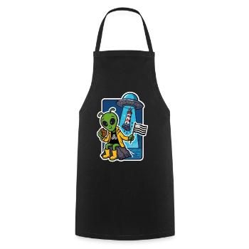 Alien Breton Humour Bretagne Phare et Gwenn ha du - Tablier de cuisine - noir - Devant - AI Model Male 185 dark (185cm)