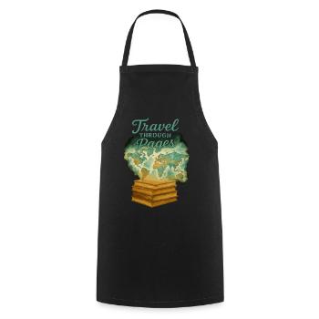 Travel Through Pages World Map Books - Cooking Apron - black - Front - AI Model Male 185 dark (185cm)