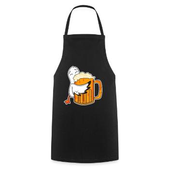 Jolie mouette avec un verre de bière - Tablier de cuisine - noir - Devant - AI Model Male 185 dark (185cm)