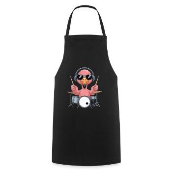 Flamingo Drummer With Headphones - Cooking Apron - black - Front - AI Model Male 185 dark (185cm)