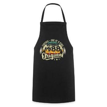 Cadeau Anniversaire Octobre 1988 - Tablier de cuisine - noir - Devant - AI Model Male 185 dark (185cm)