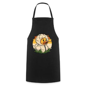 Kuscheliger Entenkopf mit Blumenkohl - Kochschürze - Schwarz - Vorne - AI Model Male 185 dark (185cm)