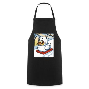 Motoneige d’hiver avec costume d’ours canard parlant - Tablier de cuisine - noir - Devant - AI Model Male 185 dark (185cm)