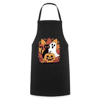Geist Kürbis Katze Niedliches Halloween Herbst - Kochschürze - Schwarz - Vorne - AI Model Male 185 dark (185cm)