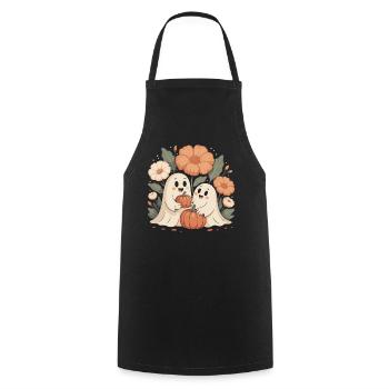 Citrouille Fleurs Automne Mignon Fantômes Halloween - Tablier de cuisine - noir - Devant - AI Model Male 185 dark (185cm)