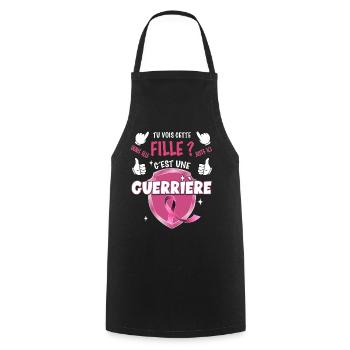 Pink October Breast Cancer Ribbon Warrior - Cooking Apron - black - Front - AI Model Male 185 dark (185cm)