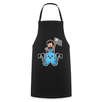 Bretagne Breizh – Enfant Breton Poulpe Gwenn ha Du - Tablier de cuisine - noir - Devant - AI Model Male 185 dark (185cm)