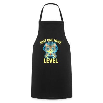  Gamer-Katze – Nur noch ein Level - Kochschürze - Schwarz - Vorne - AI Model Male 185 dark (185cm)